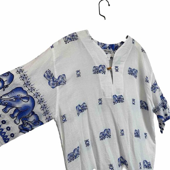 DA Collection Women's 2XL XXL Elephant Print Short Sleeve Pullover Top‎ Beachy - Picture 2 of 6